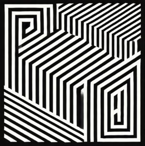 Geometrische Illusion - Schwarz-Weiß Op-Art
