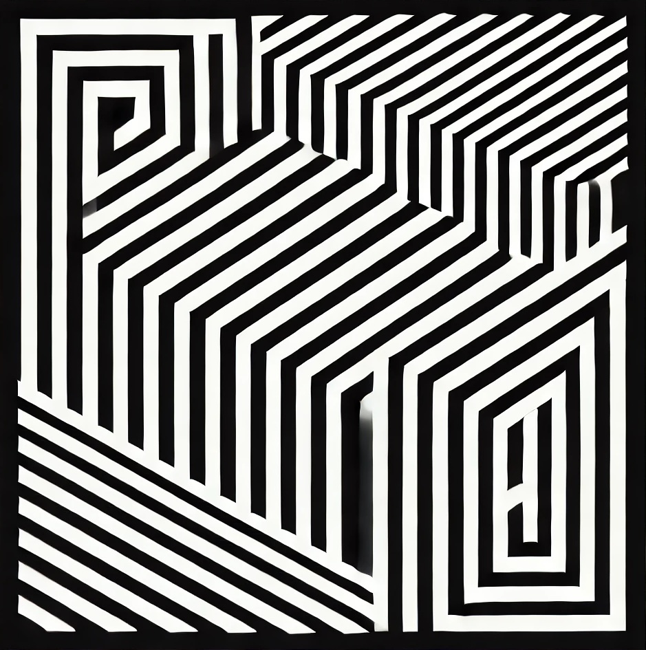 Geometrische Illusion - Schwarz-Weiß Op-Art