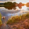 Sonnenuntergang am Fluss in Saarland