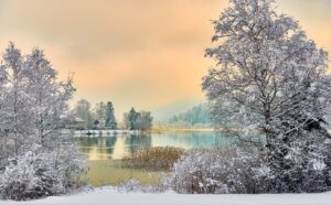 Winterliche Morgenstimmung am See