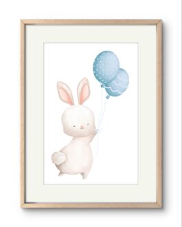 Hase mit blauen Ballons