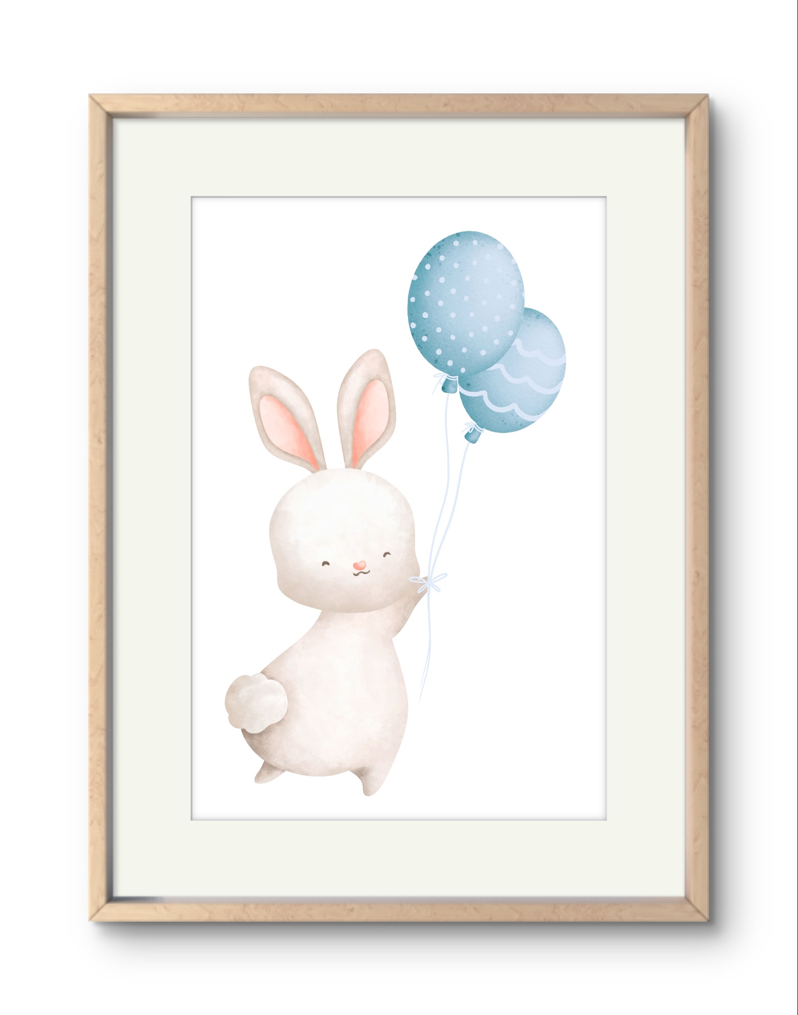 Hase mit blauen Ballons