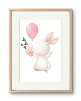 Fröhlicher Hase mit Ballon